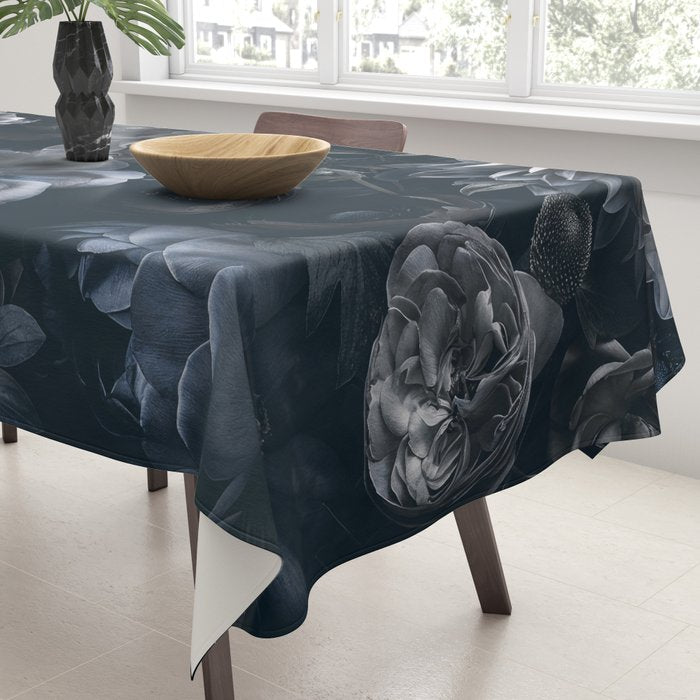 Midnight Blue Lush Moody Flowers Baroque Grandeur Tablecloth Gallery Image 3