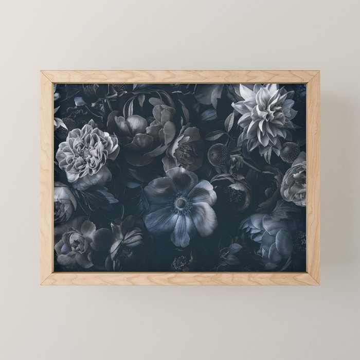Midnight Blue Lush Moody Flowers Baroque Grandeur Mini Art Print Gallery Image 1