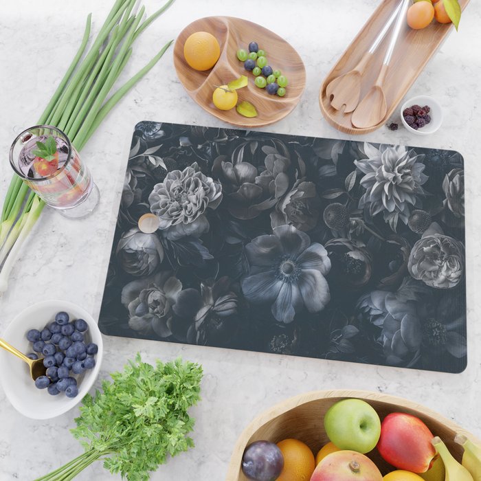 Midnight Blue Lush Moody Flowers Baroque Grandeur Cutting Board Gallery Image 2