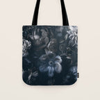 Midnight Blue Lush Moody Flowers Baroque Grandeur Tote Bag Gallery Image 1