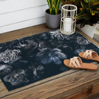 Midnight Blue Lush Moody Flowers Baroque Grandeur Outdoor Rug Gallery Image 2