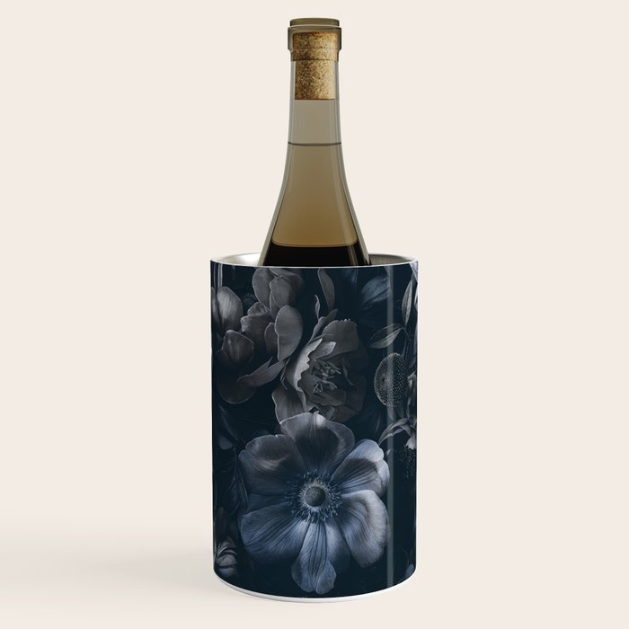 Midnight Blue Lush Moody Flowers Baroque Grandeur Wine Chiller Gallery Image 1