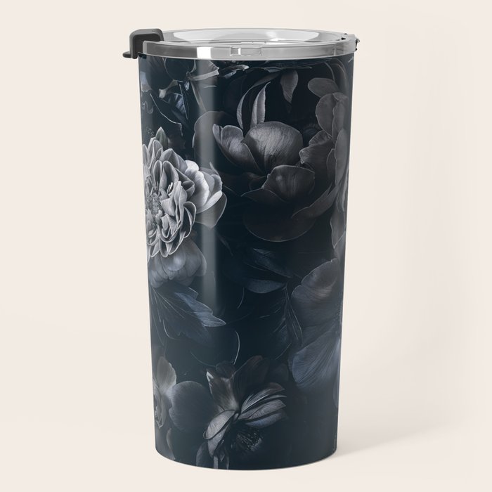 Midnight Blue Lush Moody Flowers Baroque Grandeur Travel Mug Gallery Image 3