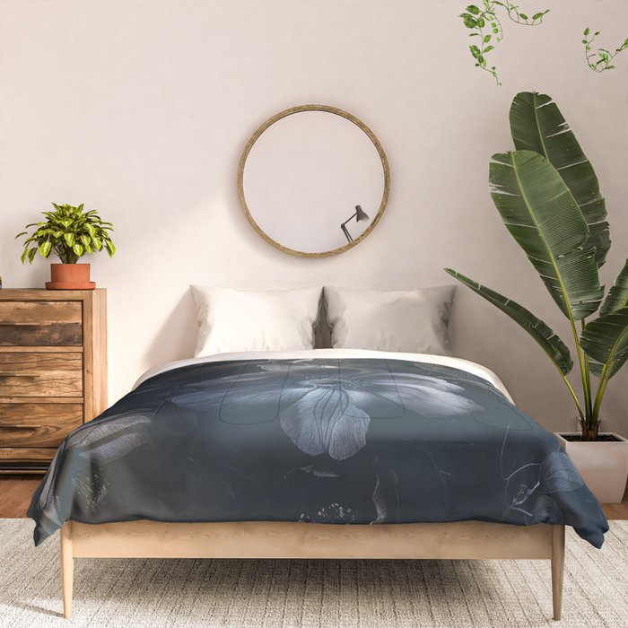 Midnight Blue Lush Moody Flowers Baroque Grandeur Comforter Gallery Image 3