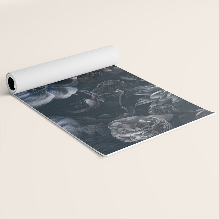 Midnight Blue Lush Moody Flowers Baroque Grandeur Yoga Mat Gallery Image 2