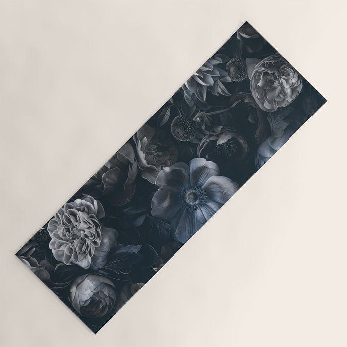 Midnight Blue Lush Moody Flowers Baroque Grandeur Yoga Mat Gallery Image 1