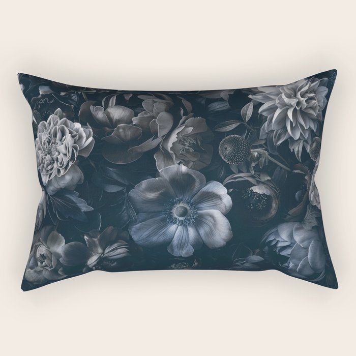 Midnight Blue Lush Moody Flowers Baroque Grandeur Rectangular Pillow Gallery Image 2
