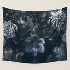Midnight Blue Lush Moody Flowers Baroque Grandeur Wall Tapestry Gallery Image 4