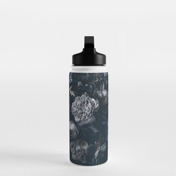 Midnight Blue Lush Moody Flowers Baroque Grandeur Water Bottle Gallery Image 3