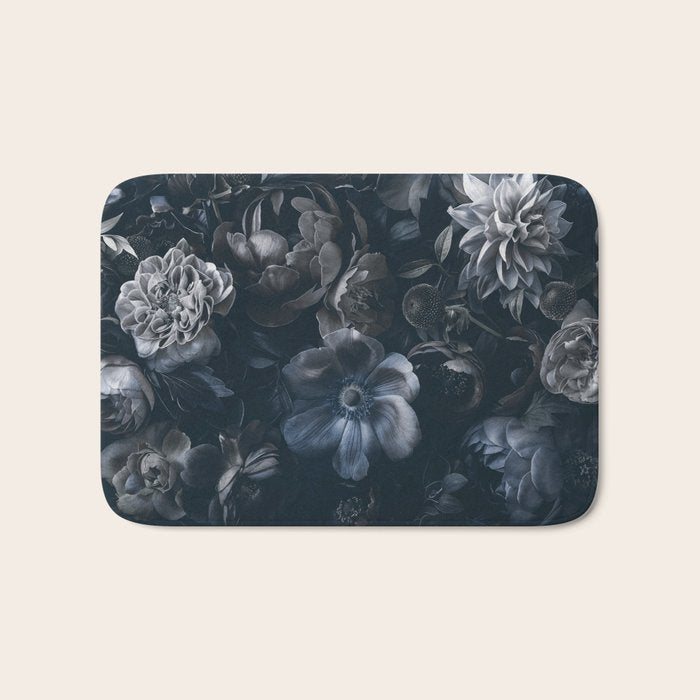 Midnight Blue Lush Moody Flowers Baroque Grandeur Bath Mat Gallery Image 1