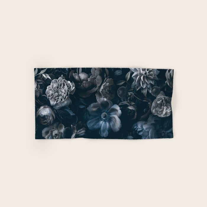 Midnight Blue Lush Moody Flowers Baroque Grandeur Bath Towel Gallery Image 1