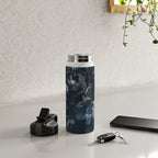 Midnight Blue Lush Moody Flowers Baroque Grandeur Water Bottle Gallery Image 4