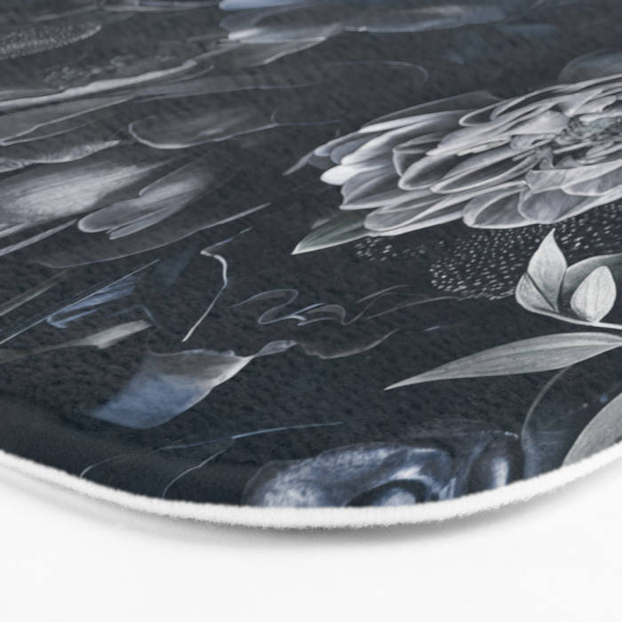 Midnight Blue Lush Moody Flowers Baroque Grandeur Bath Mat Gallery Image 3