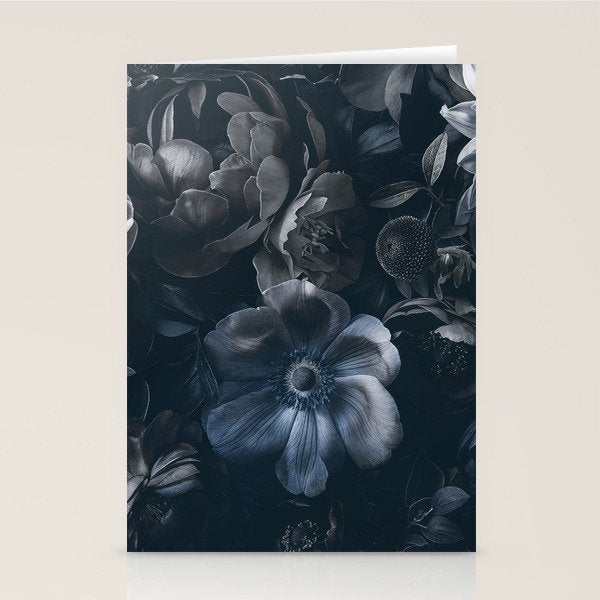 Midnight Blue Lush Moody Flowers Baroque Grandeur Stationery Card Gallery Image 2