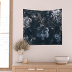 Midnight Blue Lush Moody Flowers Baroque Grandeur Wall Tapestry Gallery Image 2