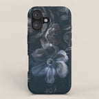 Midnight Blue Lush Moody Flowers Baroque Grandeur iPhone Case Gallery Image 1