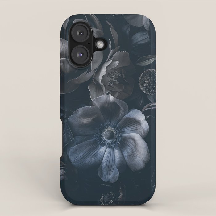 Midnight Blue Lush Moody Flowers Baroque Grandeur iPhone Case Gallery Image 1