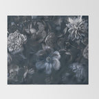Midnight Blue Lush Moody Flowers Baroque Grandeur Throw Blanket Gallery Image 2