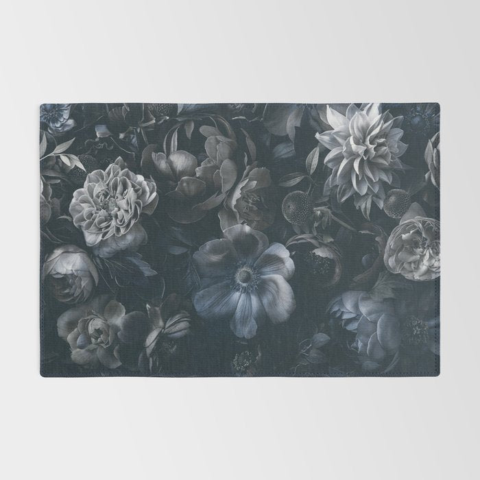 Midnight Blue Lush Moody Flowers Baroque Grandeur Rug Gallery Image 2