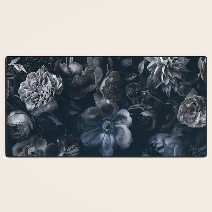 Midnight Blue Lush Moody Flowers Baroque Grandeur Desk Mat Gallery Image 3
