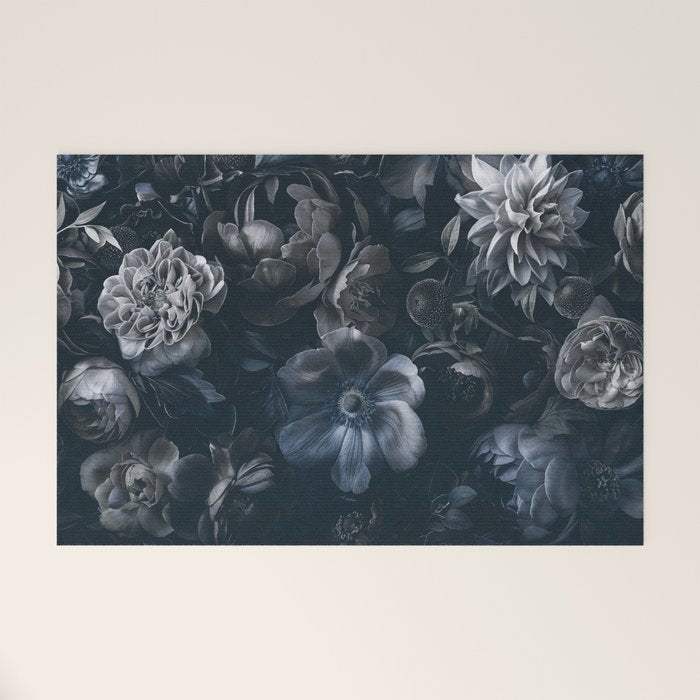 Midnight Blue Lush Moody Flowers Baroque Grandeur Welcome Mat Gallery Image 1