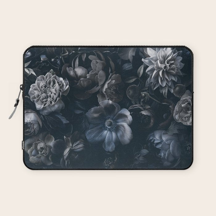 Midnight Blue Lush Moody Flowers Baroque Grandeur Laptop Sleeve Gallery Image 1
