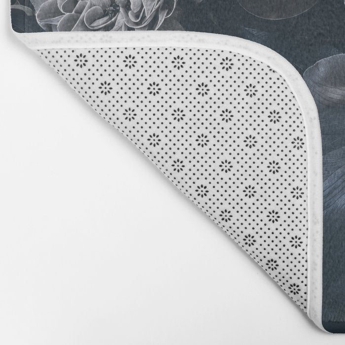 Midnight Blue Lush Moody Flowers Baroque Grandeur Bath Mat Gallery Image 2