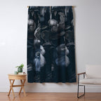 Midnight Blue Lush Moody Flowers Baroque Grandeur Window Curtain Gallery Image 5