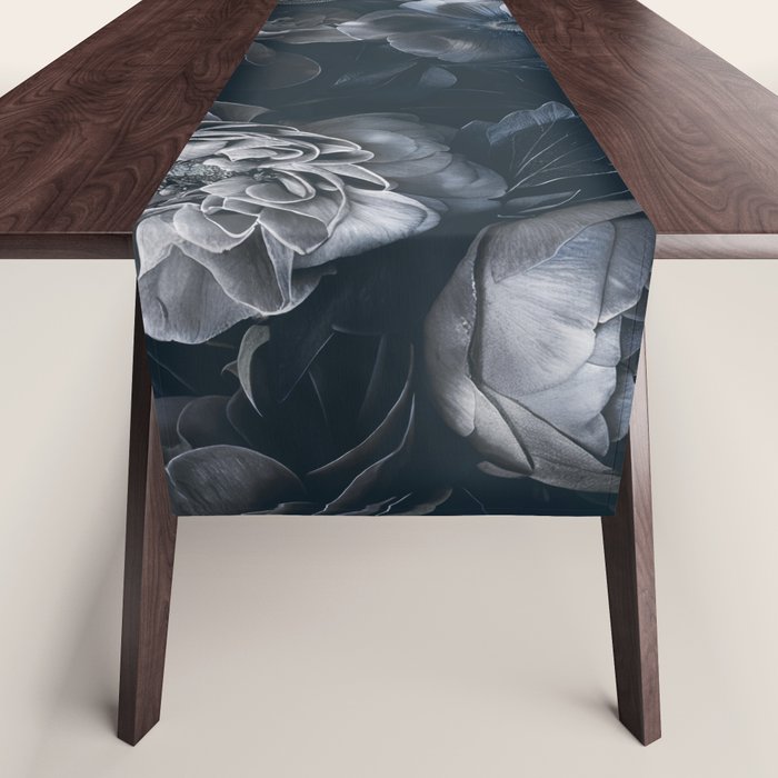 Midnight Blue Lush Moody Flowers Baroque Grandeur Table Runner Gallery Image 1