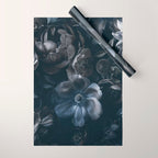 Midnight Blue Lush Moody Flowers Baroque Grandeur Wrapping Paper Gallery Image 1