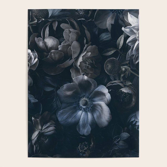 Midnight Blue Lush Moody Flowers Baroque Grandeur Poster Gallery Image 4