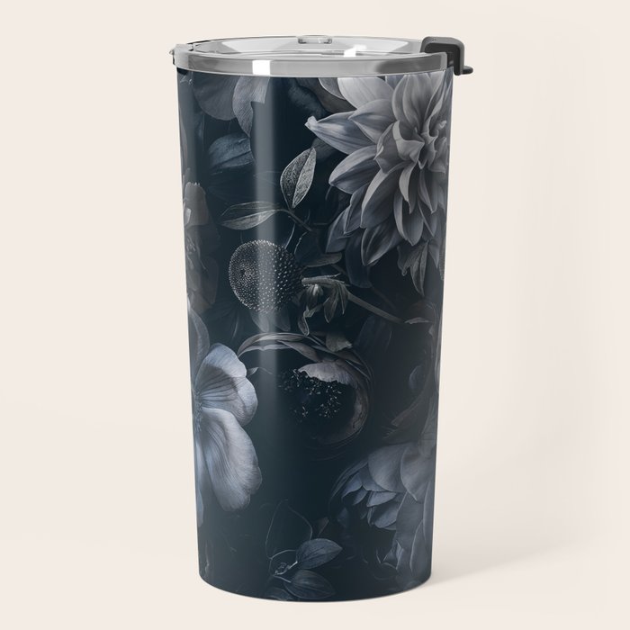 Midnight Blue Lush Moody Flowers Baroque Grandeur Travel Mug Gallery Image 2