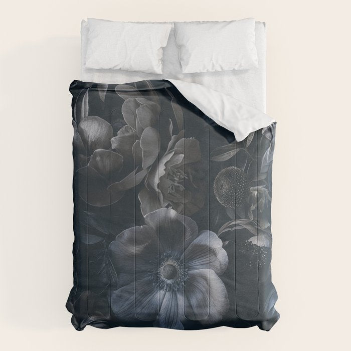 Midnight Blue Lush Moody Flowers Baroque Grandeur Comforter Gallery Image 6