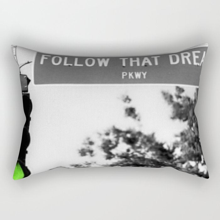Follow That Dream Parkway black and white inspirational photograph / art photography Rectangular Pillow Gallery Image 1