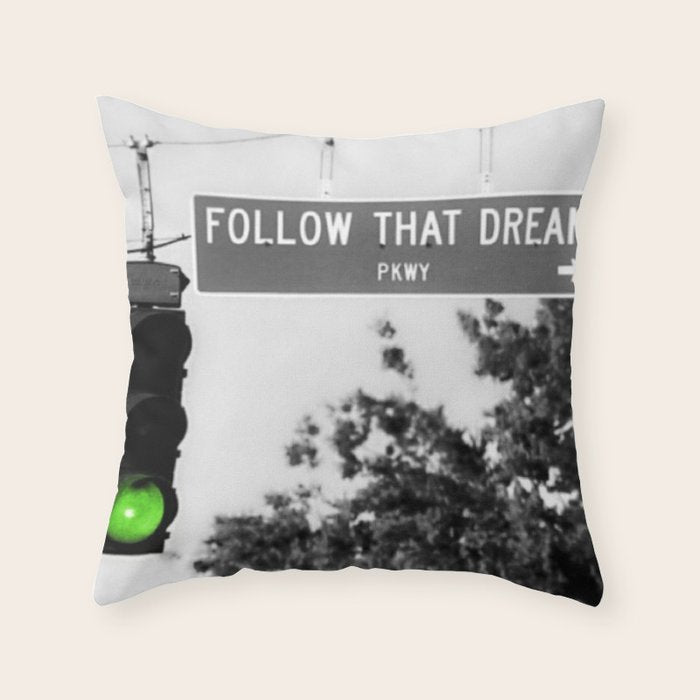 Follow That Dream Parkway black and white inspirational photograph / art photography Throw Pillow Gallery Image 6