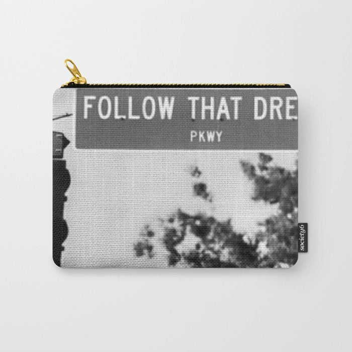 Follow That Dream Parkway black and white inspirational photograph / art photography Carry All Pouch Gallery Image 1