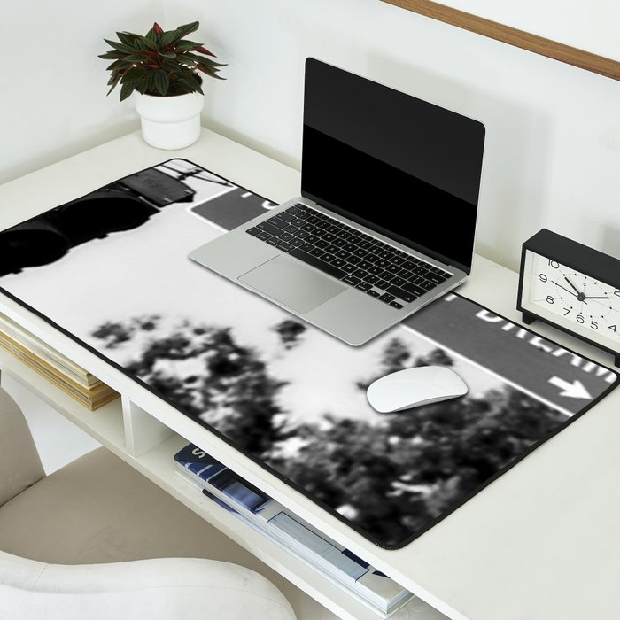 Follow That Dream Parkway black and white inspirational photograph / art photography Desk Mat Gallery Image 2