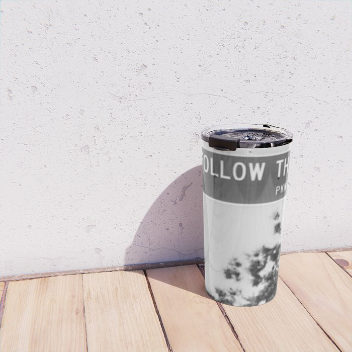 Follow That Dream Parkway black and white inspirational photograph / art photography Travel Mug Gallery Image 4