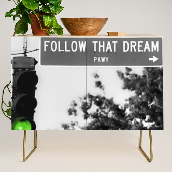 Follow That Dream Parkway black and white inspirational photograph / art photography Credenza Gallery Image 1