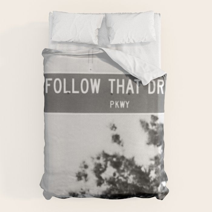 Follow That Dream Parkway black and white inspirational photograph / art photography Duvet Cover Gallery Image 6