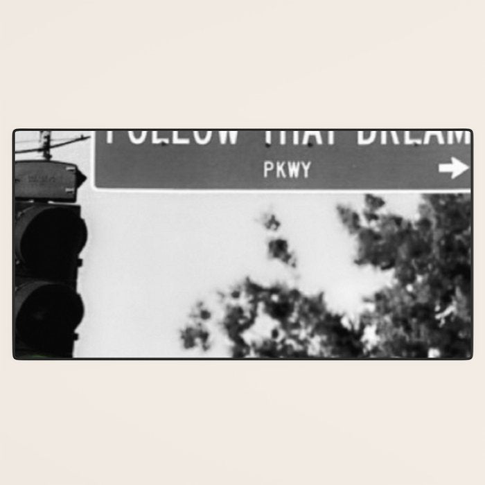 Follow That Dream Parkway black and white inspirational photograph / art photography Desk Mat Gallery Image 3