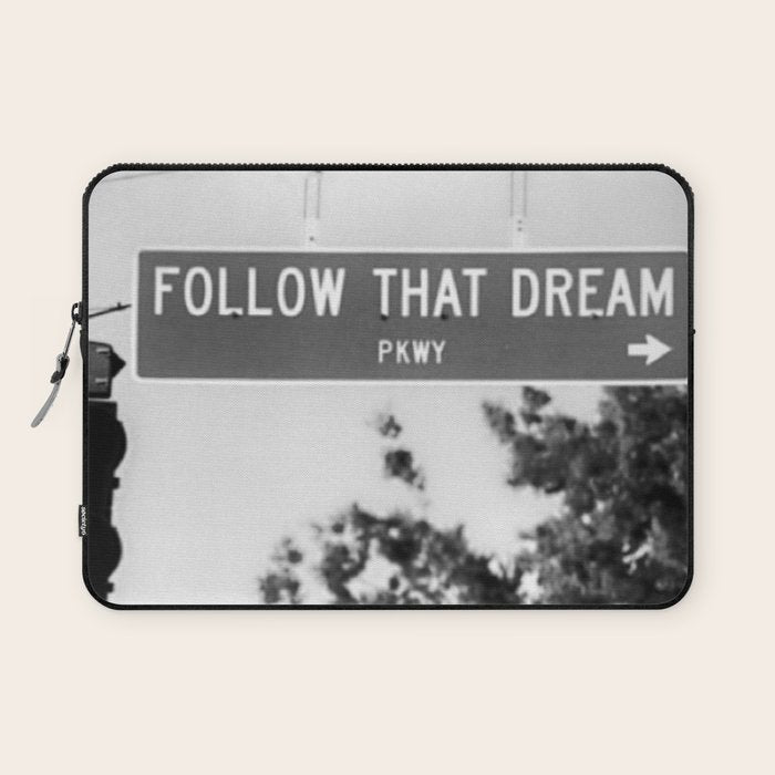 Follow That Dream Parkway black and white inspirational photograph / art photography Laptop Sleeve Gallery Image 1