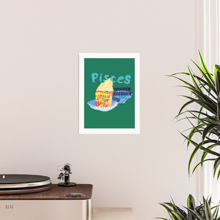 Pisces Chill Vibes in Chive Green | Zodiac Series  Poster Gallery Image 2