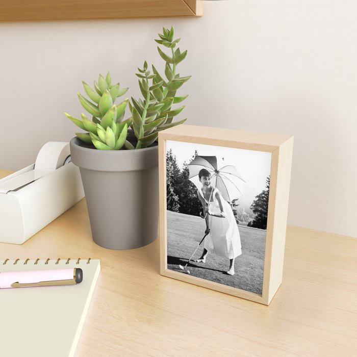 Audrey Hepburn Playing Golf, Black and White Vintage Art Mini Art Print Gallery Image 2