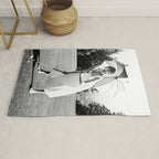Audrey Hepburn Playing Golf, Black and White Vintage Art Rug Gallery Image 1