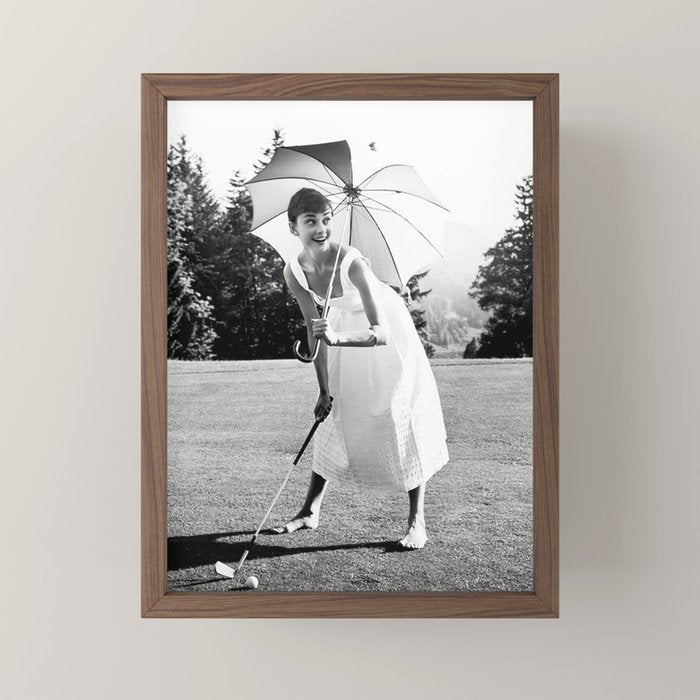 Audrey Hepburn Playing Golf, Black and White Vintage Art Mini Art Print Gallery Image 2