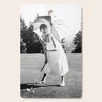 Audrey Hepburn Playing Golf, Black and White Vintage Art Cutting Board Gallery Image 1