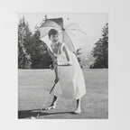 Audrey Hepburn Playing Golf, Black and White Vintage Art Throw Blanket Gallery Image 2