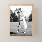 Audrey Hepburn Playing Golf, Black and White Vintage Art Mini Art Print Gallery Image 1