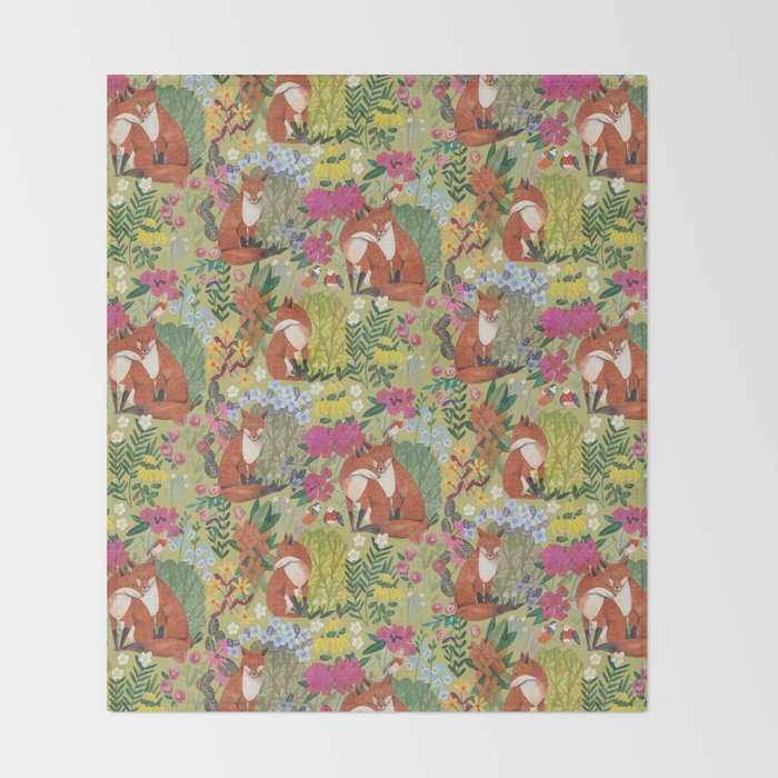 fox pattern Throw Blanket Gallery Image 2